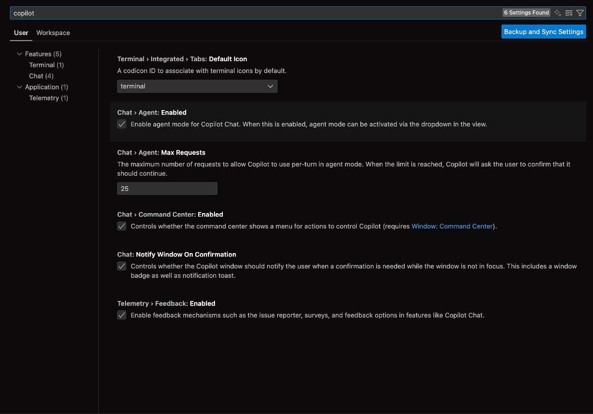 VS Code Settings Menu